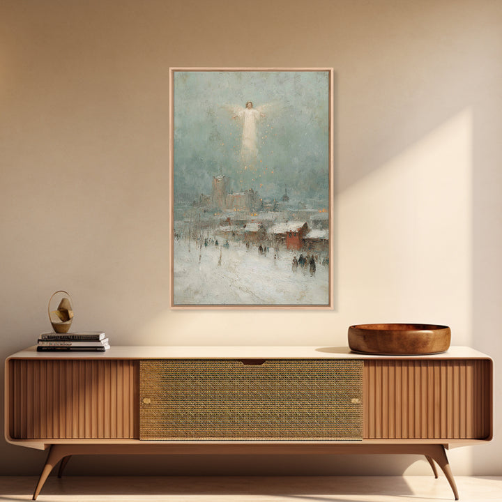 City Of Angels – Framed Canvas Print – Christian Wall Art – Christian Art Canvas – Christian Christmas Art – Christmas Art – Modern Christi