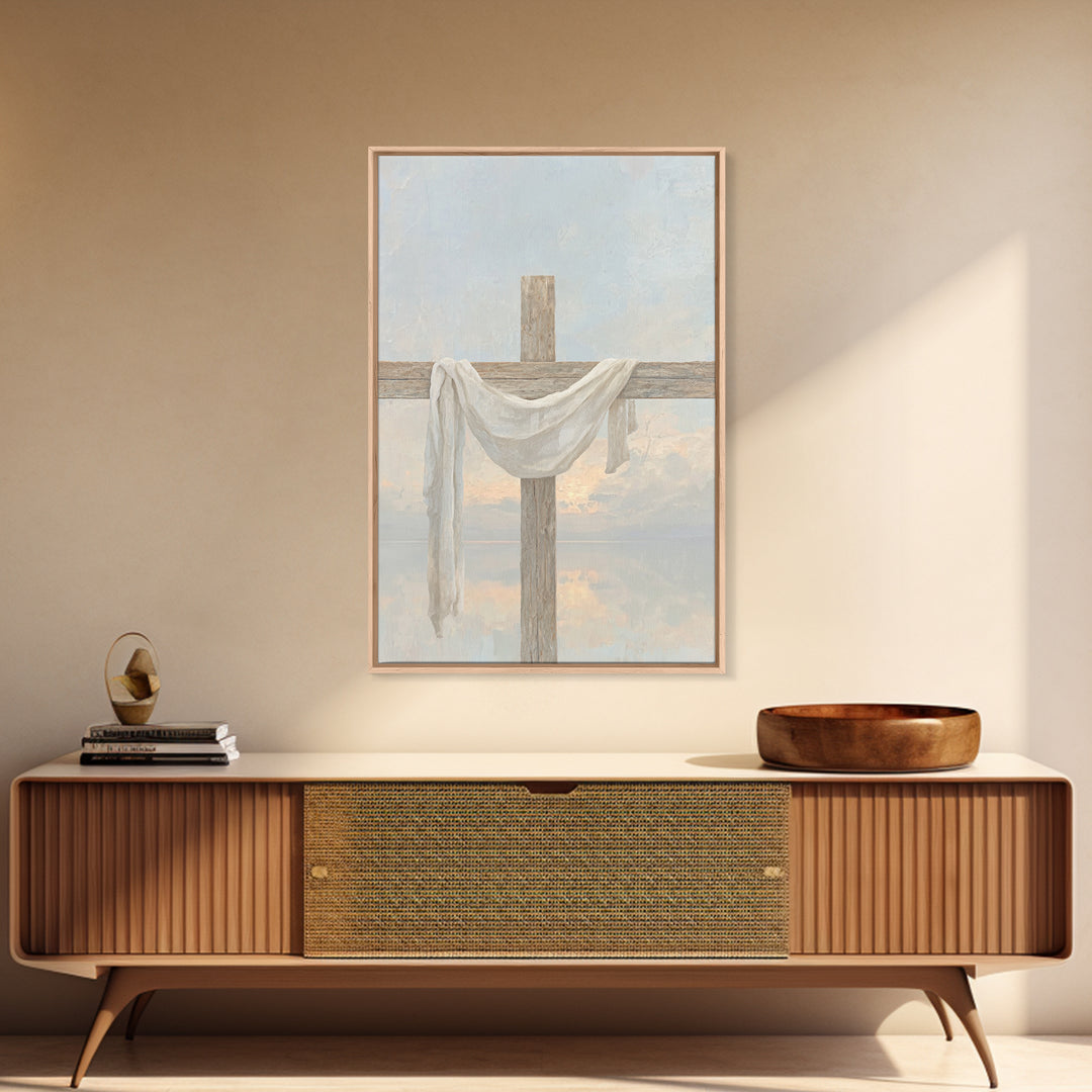Cross of Renewal, Framed Canvas Print, Christian Wall Art, Christian Art Canvas, Christian Painting, Christian Christmas Art