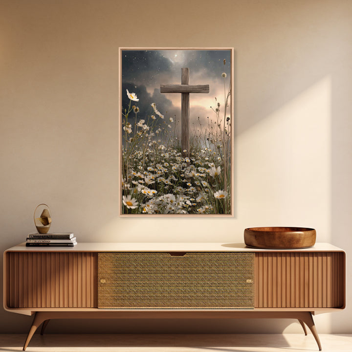 Nightfall Mercy – Framed Canvas Print – Christian Wall Art – Christian Art Canvas – Christian Painting – Christian Christmas Art