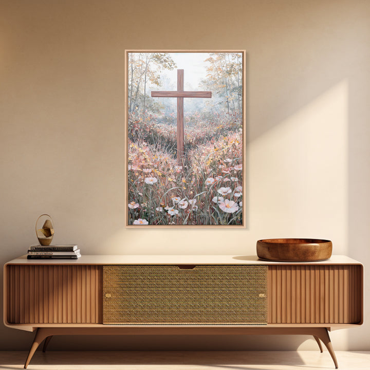Blooming Redemption – Framed Canvas Print – Christian Art Canvas – Christian Wall Art – Christian Painting – Christian Christmas Art