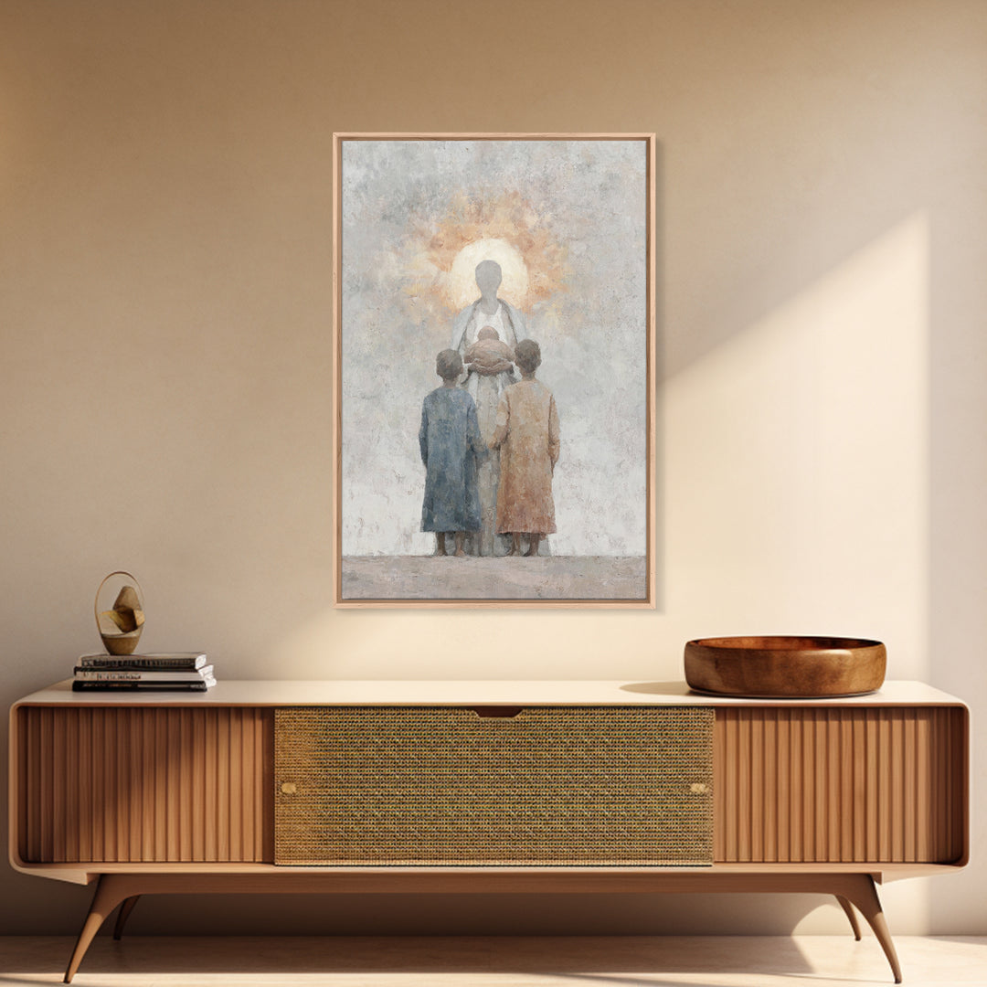 Holy Embrace, Framed Canvas Print, Christian Art Canvas, Christian Wall Art, Christian Art Work, Christian Christmas Art
