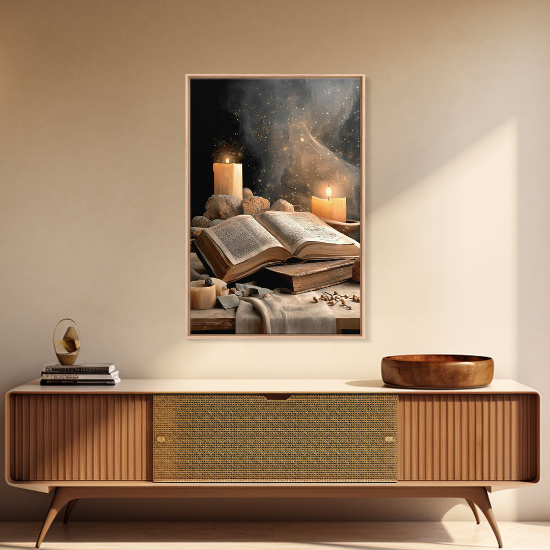 Scripture And Flame - Framed Canvas Print - Christian Wall Art - Jesus Painting - Christian Decor - Christian Art Canvas - Christmas Art