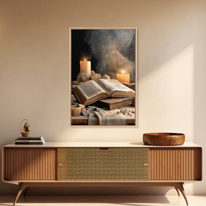 Scripture And Flame - Framed Canvas Print - Christian Wall Art - Jesus Painting - Christian Decor - Christian Art Canvas - Christmas Art