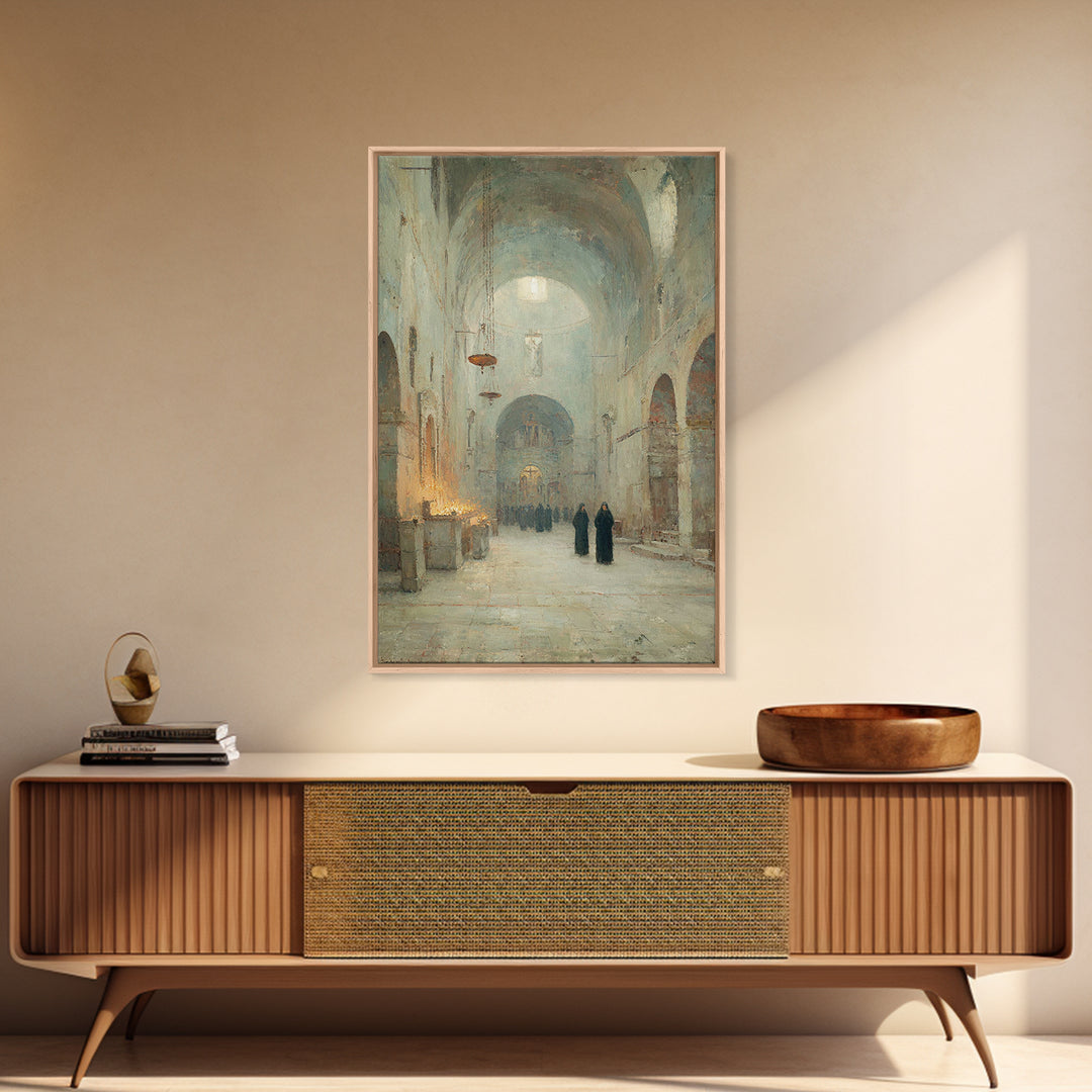 Hallowed Sanctuary Stillness – Framed Canvas Print – Christian Wall Art – Christian Art Print – Vintage Christian Art – Christian Art Canva