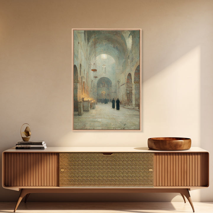 Hallowed Sanctuary Stillness – Framed Canvas Print – Christian Wall Art – Christian Art Print – Vintage Christian Art – Christian Art Canva