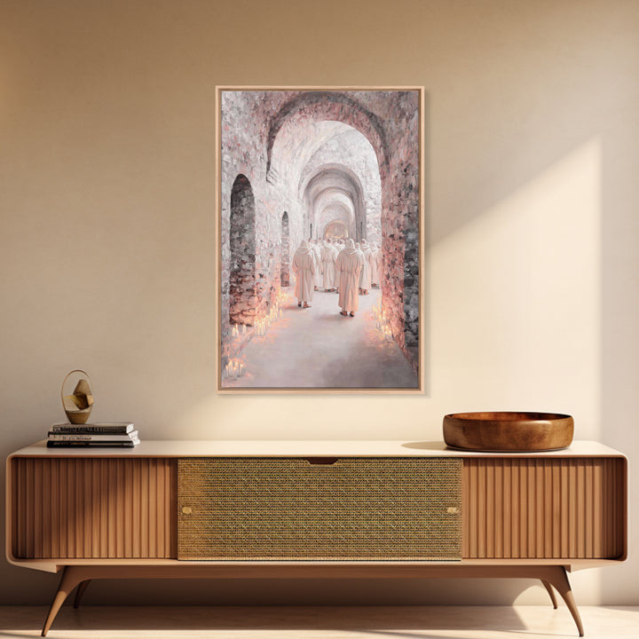 White-Robed Procession – Framed Canvas Print – Christian Art Canvas – Christian Wall Art – Christian Christmas Art – Christmas Art Prints –