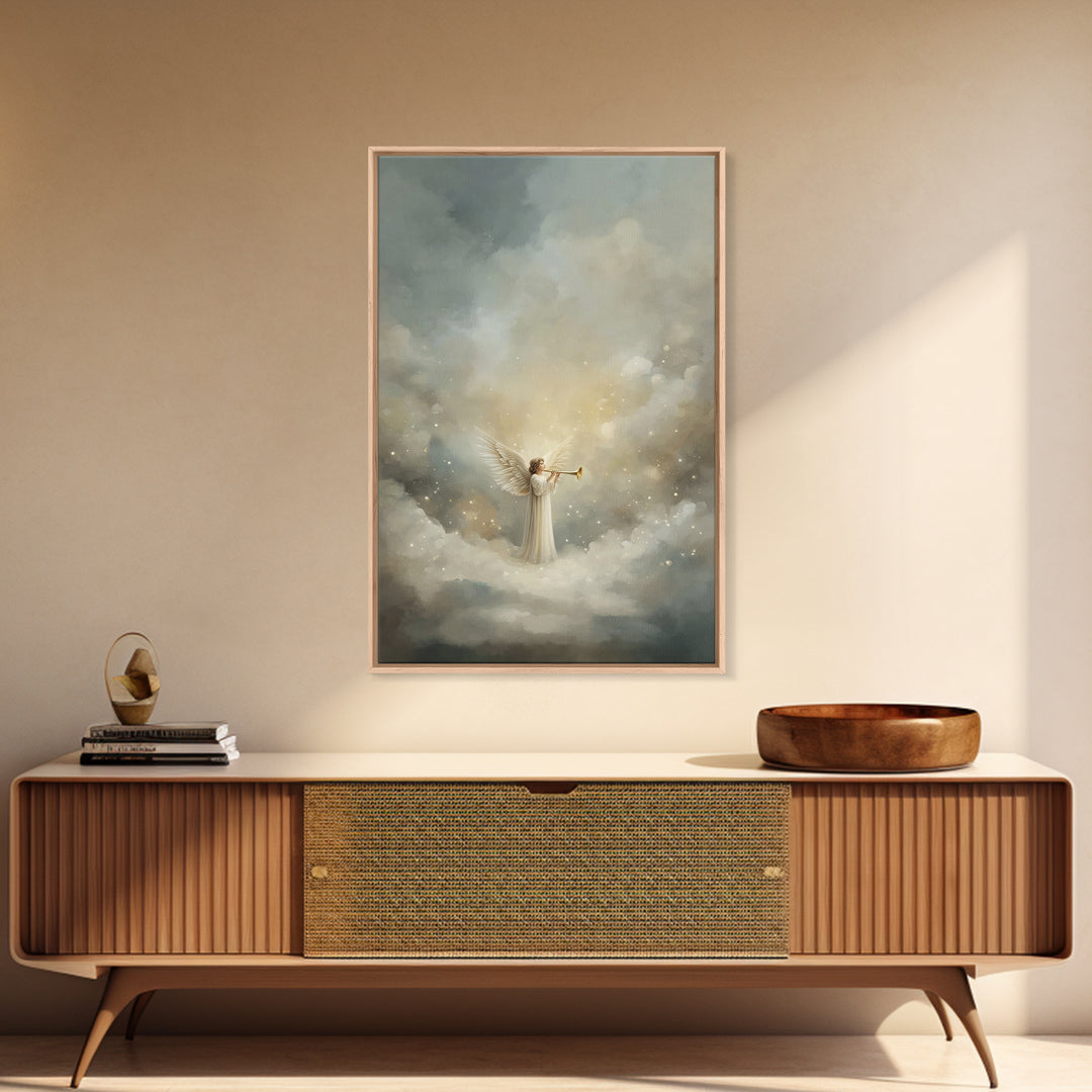 Herald Of Heaven, Framed Canvas Print, Christian Art Canvas, Christian Wall Art, Angel Art, Christmas Wall Art, Christian Christmas Art