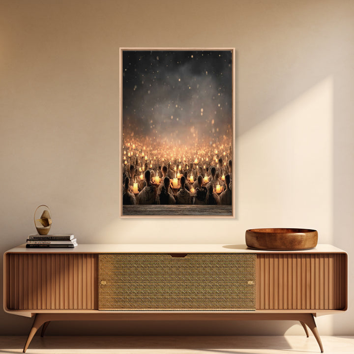 Shared Light Moment, Framed Canvas Print, Christian Art Canvas, Christian Wall Art, Moody Christian Art, Christian Christmas Art, Modern Ch