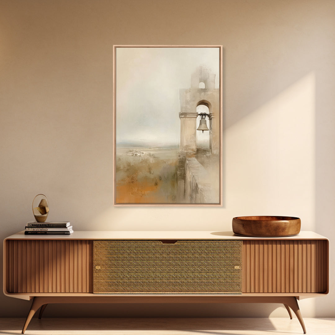 Silent Bell Tower, Framed Canvas Print, Christian Wall Art, Christian Art Canvas, Christian Gift, Vintage Christian Art