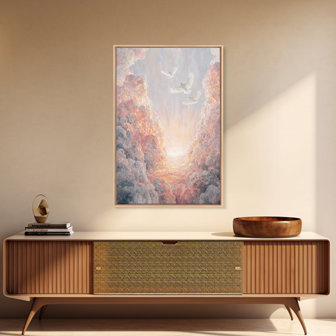 Doves Of Heaven – Framed Canvas Print – Christian Wall Art – Christian Art Canvas – Christmas Art – Christian Decor – Christian Gift Ideas
