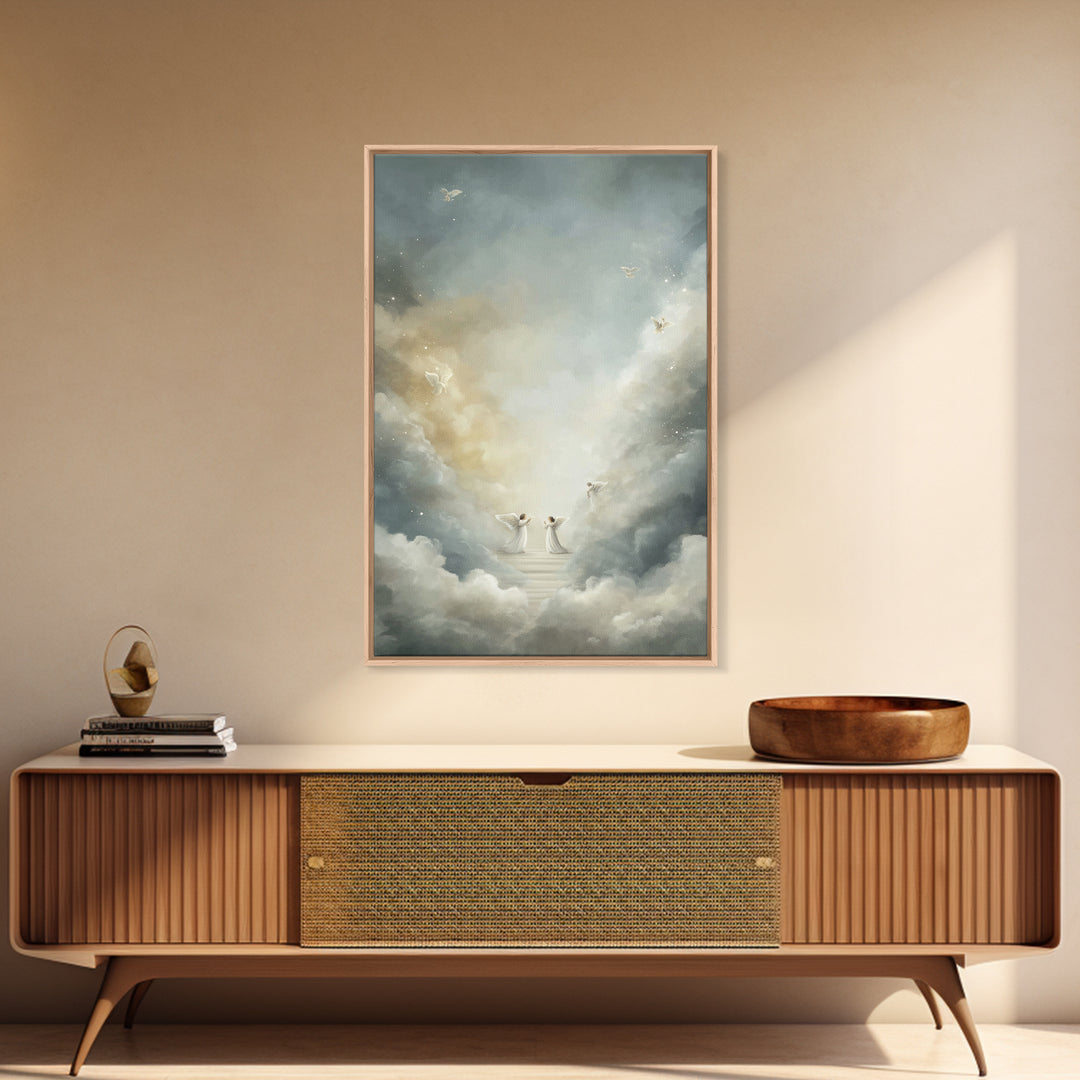 Heavenly Watch – Framed Canvas Print – Christian Art Canvas – Christian Wall Art – Christmas Art – Christian Gift Ideas – Christian Decor