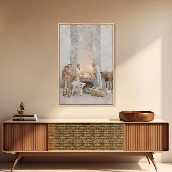 Manger Glory – Framed Canvas Print – Christian Wall Art – Christian Art Canvas – Christmas Wall Art – Christian Christmas Decor – Christian