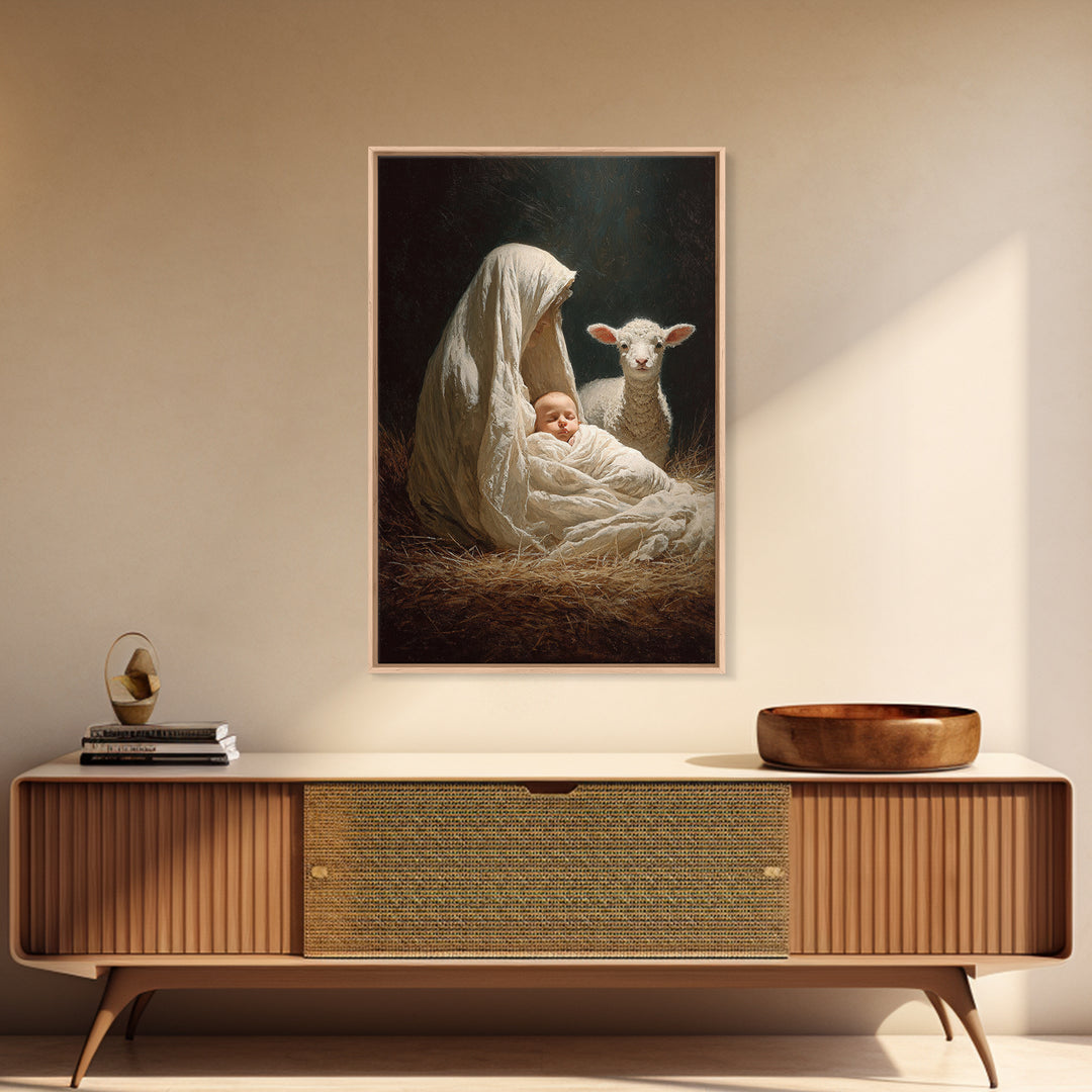 Radiant Child Promise – Framed Canvas Print – Christian Wall Art – Christian Christmas Art – Jesus Painting – Christmas Art Framed – Christ