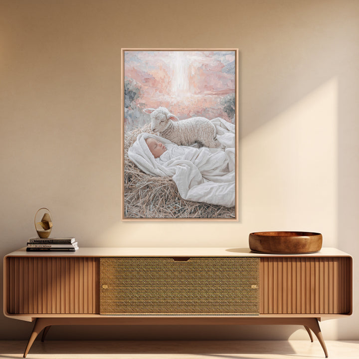 Divine Dawn Rest | Framed Canvas Print | Christian Art Canvas | Jesus Christmas Art | Christian Wall Art | Modern Christian Art | Christmas