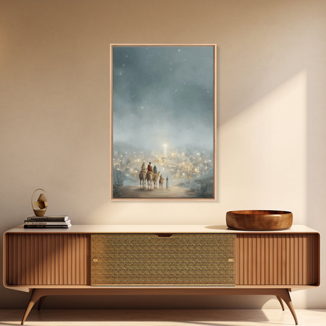 City Of Light – Framed Canvas Print – Christmas Wall Art – Christian Christmas Art – Christian Art Canvas – Jesus Painting – Christian Deco