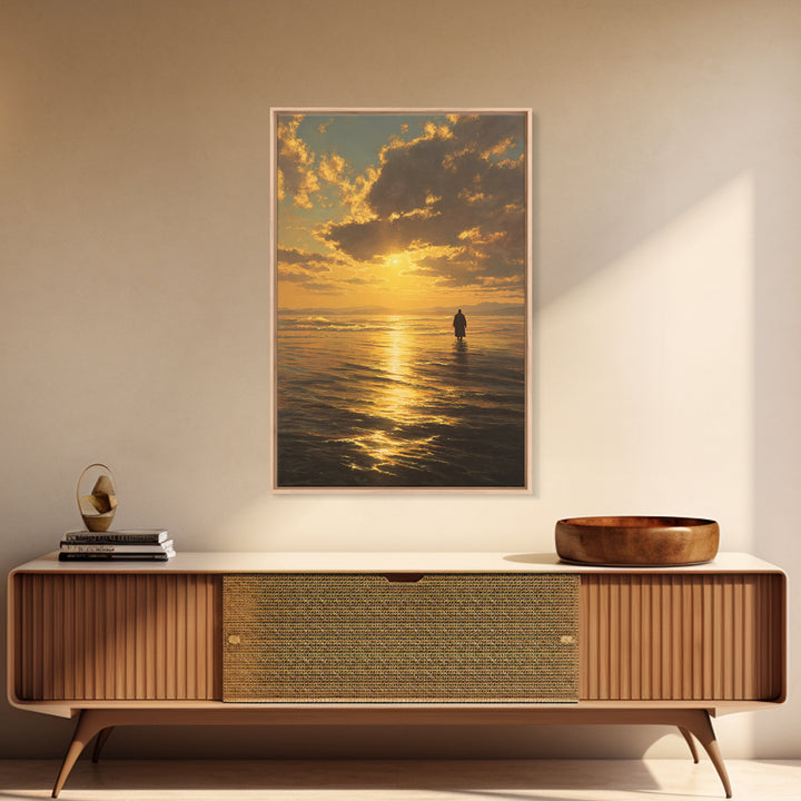 Golden Crossing – Framed Canvas Print – Christian Art Canvas – Jesus Painting – Christian Wall Art – Moody Christian Art – Christian Christ