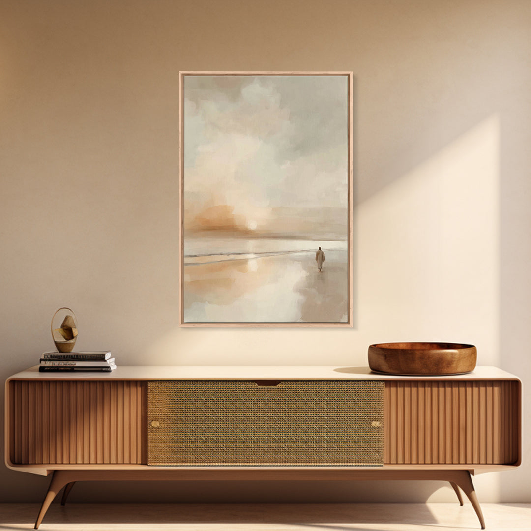Gentle Horizon – Framed Canvas Print – Christian Art Canvas – Christian Wall Art – Minimalist Christian Art – Jesus Painting – Christian Ar