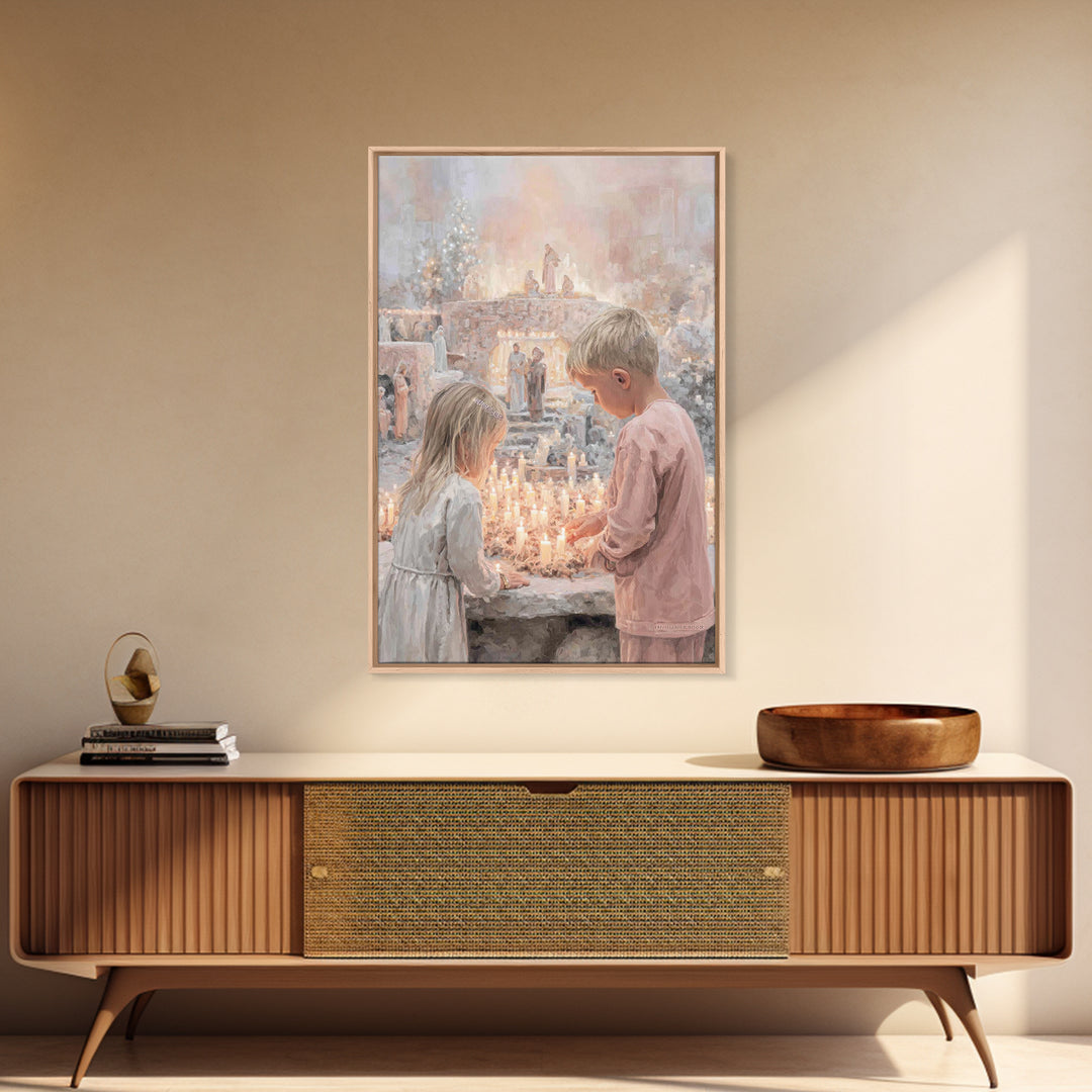 Starry Vigil – Framed Canvas Print – Christian Wall Art – Christian Christmas Art – Jesus Christmas Art – Christian Art Canvas – Christmas