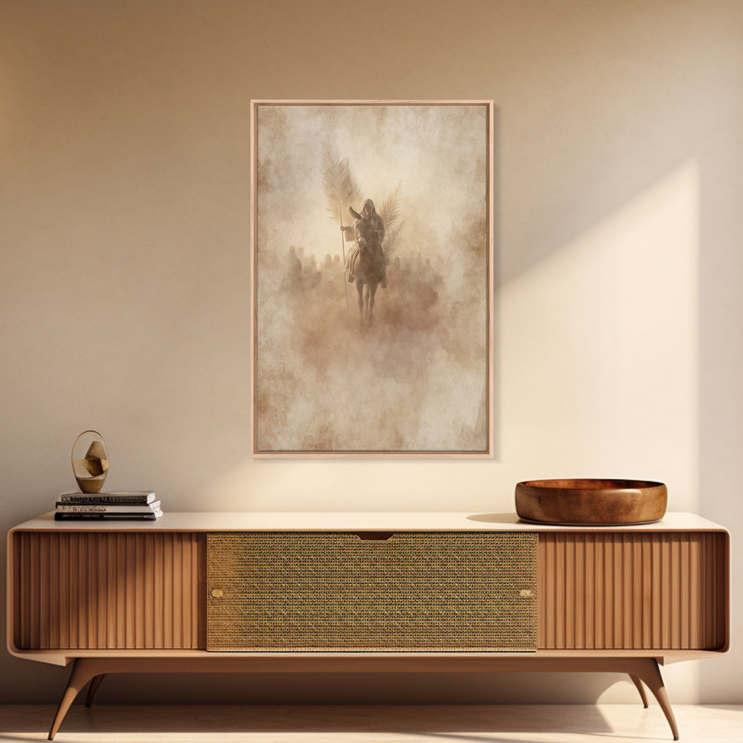Palm Dawn Entry – Framed Canvas Print – Christian Wall Art – Christian Art Canvas – Large Christian Painting – Vintage Christian Art – Chri