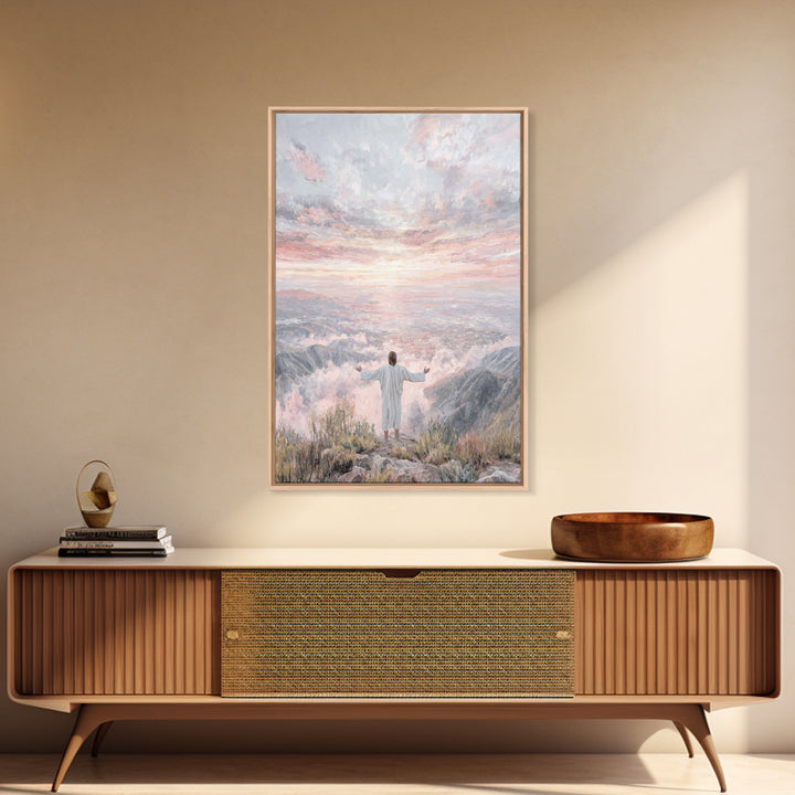 Dawn Summit Prayer – Framed Canvas Print – Christian Art Canvas – Jesus Painting – Christian Christmas Art – Christian Wall Art – Christmas