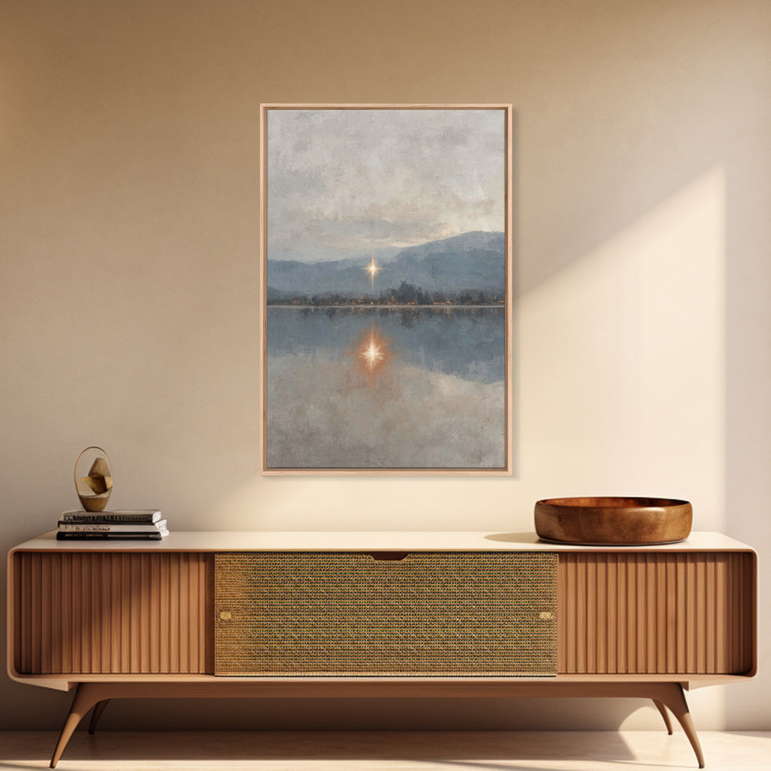 Heavenly Starrise – Framed Canvas Print – Christian Wall Art – Christian Art Canvas – Subtle Christian Art – Christmas Canvas Wall Art – Ch