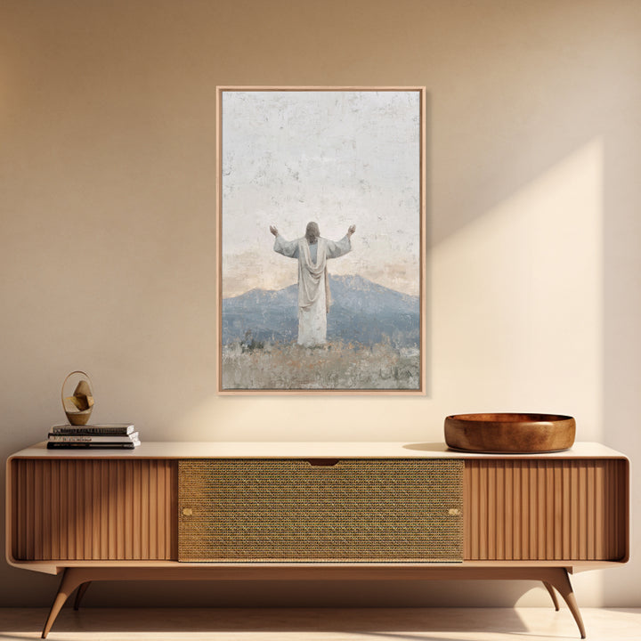 Silent Peak Devotion – Framed Canvas Print – Christian Art Canvas – Jesus Wall Art – Subtle Christian Art – Christmas Art Work – Christian