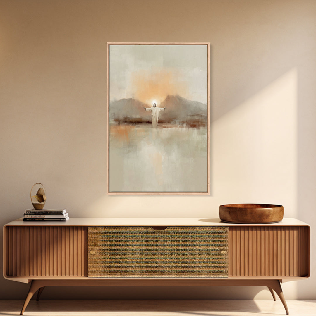 Dawn Of Mercy – Framed Canvas Print – Christian Wall Art – Jesus Painting – Christian Art Canvas – Minimalist Christian Art – Christian Dec