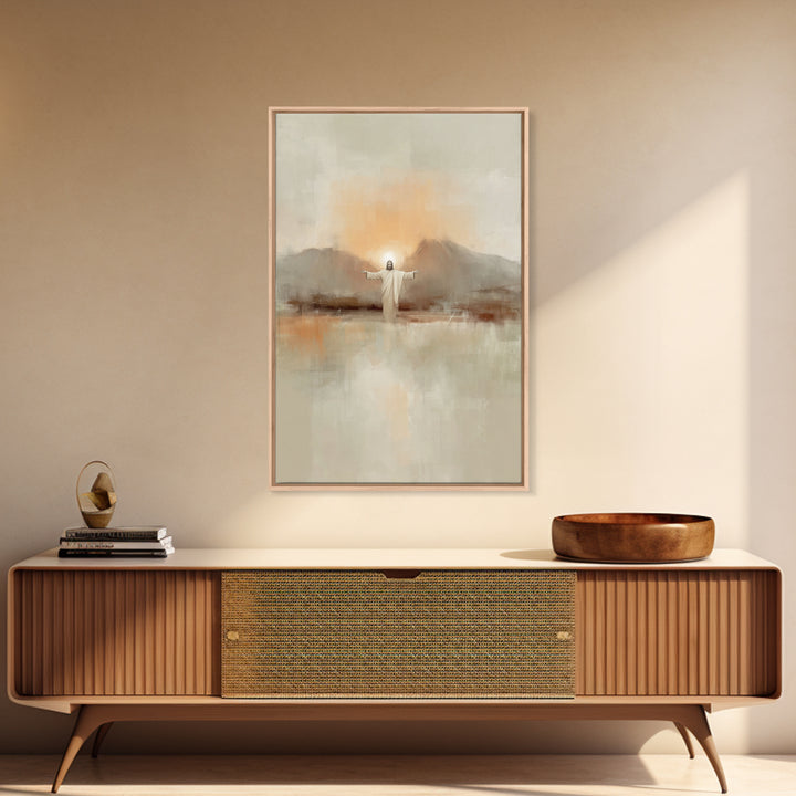 Dawn Of Mercy – Framed Canvas Print – Christian Wall Art – Jesus Painting – Christian Art Canvas – Minimalist Christian Art – Christian Dec
