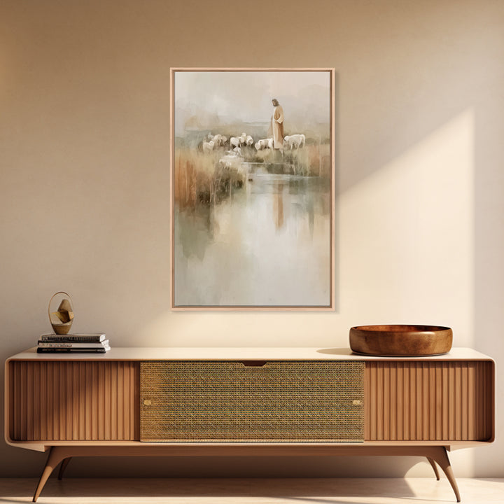 Quiet Shepherd Peace, Framed Canvas Print, Christian Wall Art, Jesus Painting, Christian Art Canvas, Subtle Christian Art, Christian Gift