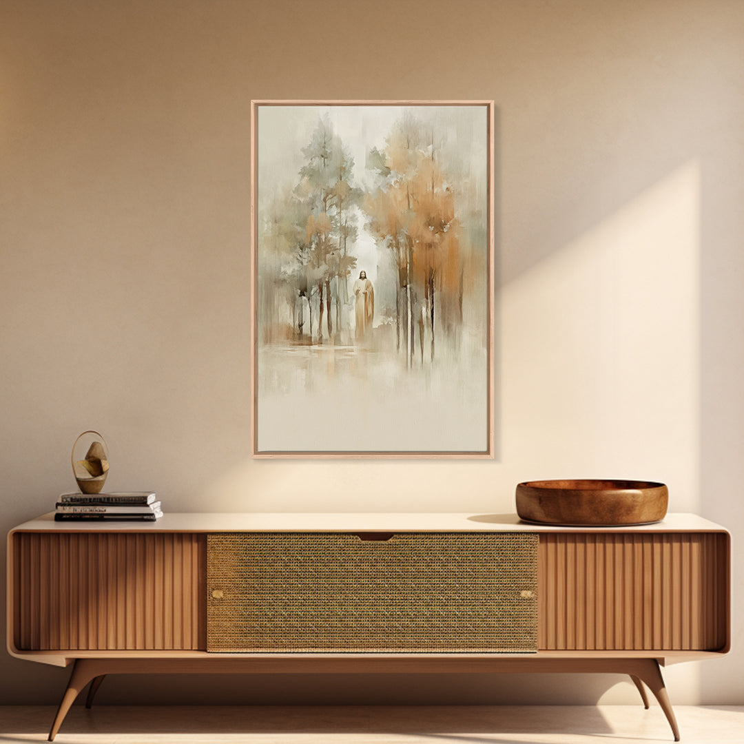 Forest Light Blessing – Framed Canvas Print – Christian Wall Art – Jesus Painting – Christian Art Canvas – Christian Christmas Art