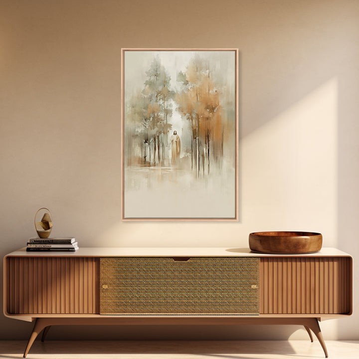 Forest Light Blessing – Framed Canvas Print – Christian Wall Art – Jesus Painting – Christian Art Canvas – Christian Christmas Art