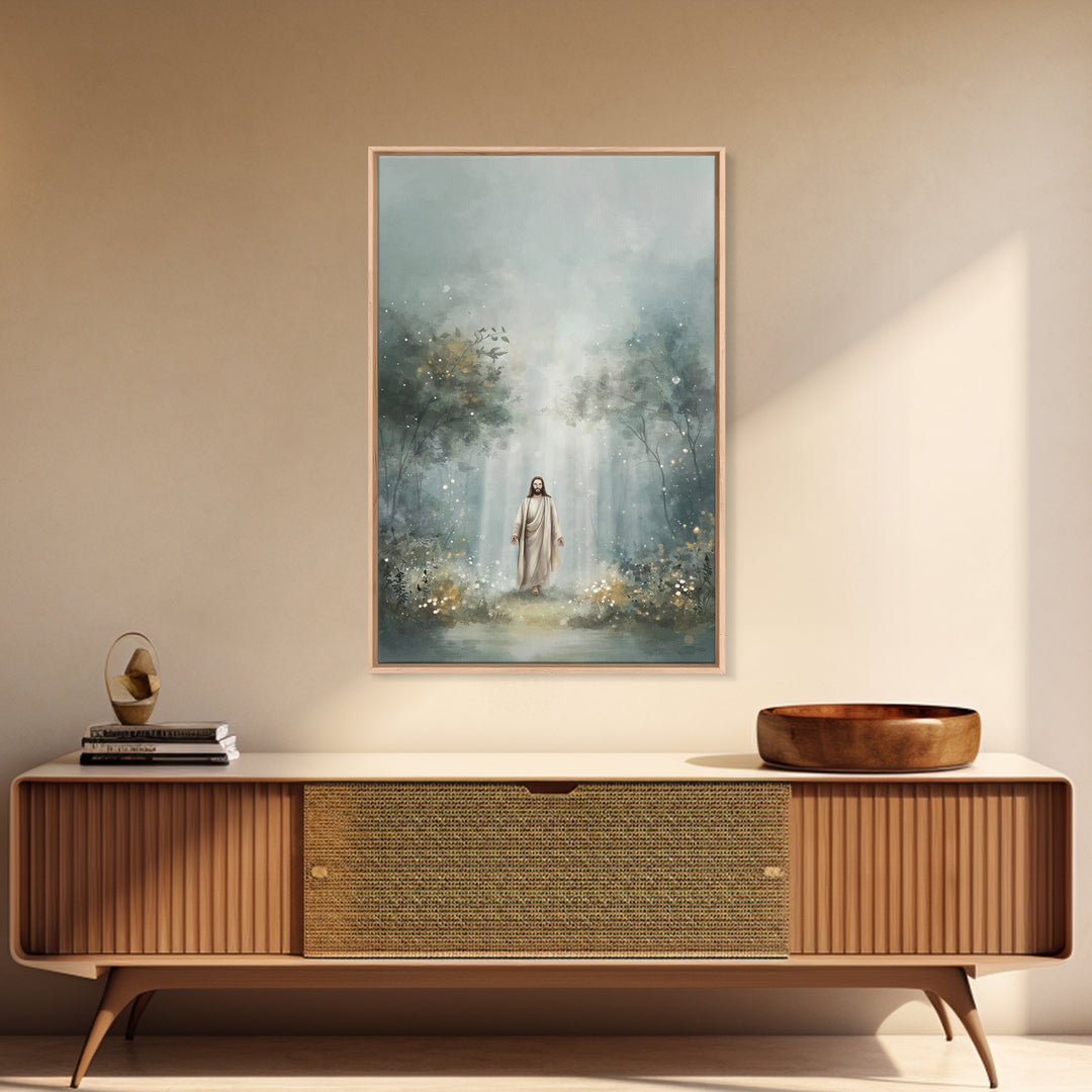 Glory In The Garden, Framed Canvas Print, Christian Wall Art, Christian Art Canvas, Jesus Painting, Subtle Christian Art