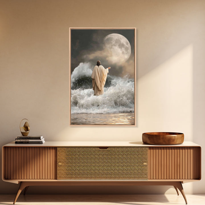Moonlit Calvary Glory | Framed Canvas Print | Christian Wall Art | Christian Christmas Art | Christian Art Canvas | Christian Decor