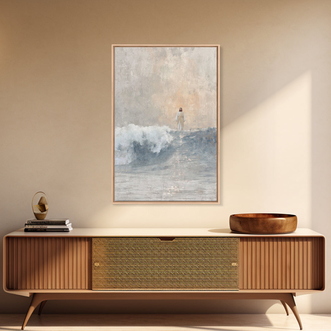 Waves Of Majesty, Framed Canvas Print, Jesus Painting, Christian Wall Art, Christian Art Canvas, Modern Christian Art