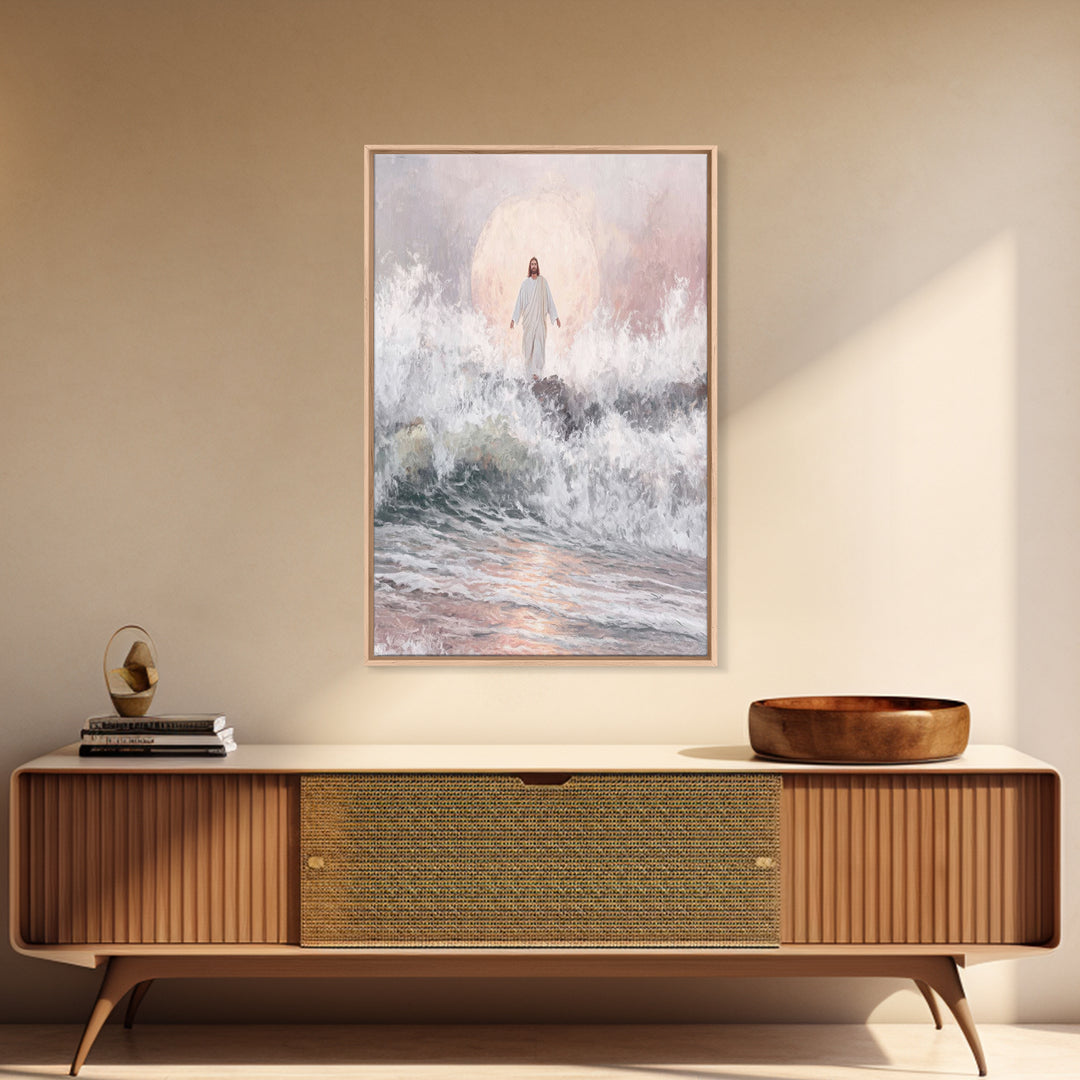 Moonrise of Peace – Framed Canvas Print – Christian Wall Art – Jesus Painting – Christian Art Canvas – Modern Christian Art