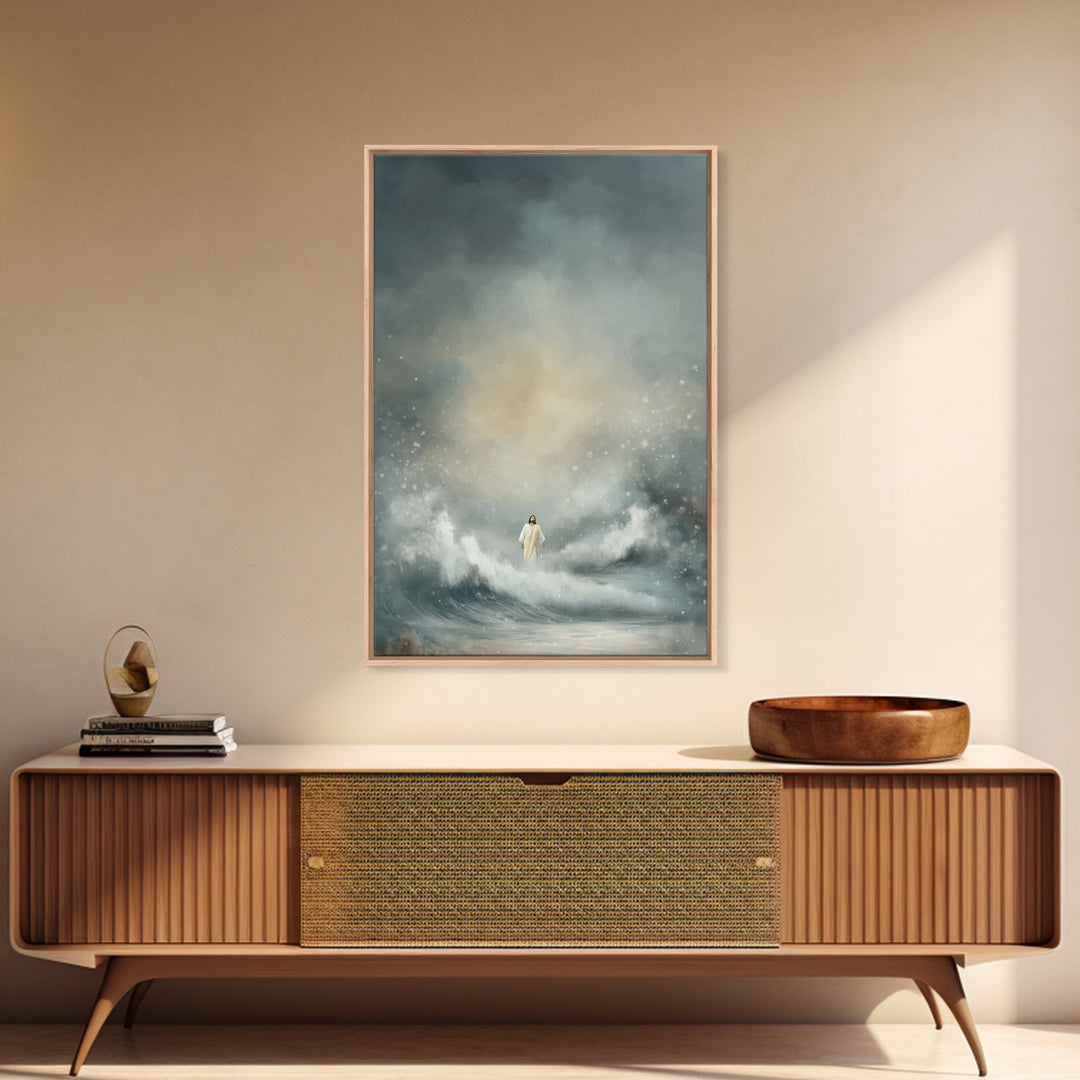 Stormlight Promise | Framed Canvas Print | Christian Art Canvas | Jesus Painting | Moody Christian Art | Christian Wall Art
