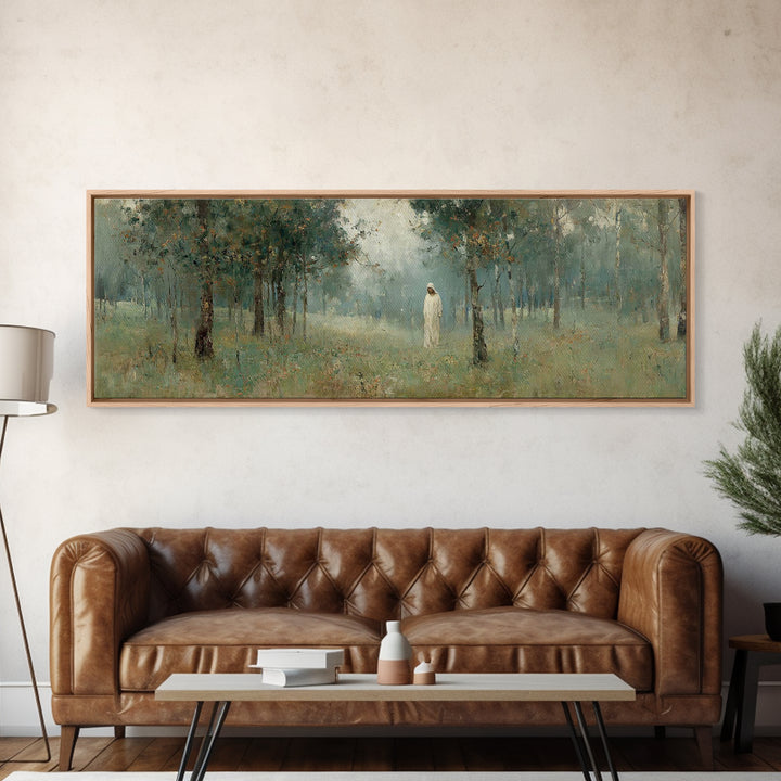 Forest Of Peace – Framed Canvas Print – Christian Art – Panoramic Painting – Jesus Wall Art – Christian Gift Ideas