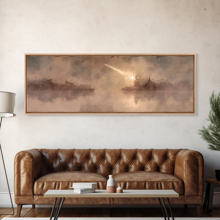 The Guiding Star – Framed Canvas Print – Panoramic Wall Art – Christian Wall Art – Christian Art Canvas – Christmas Art – Jesus Painting