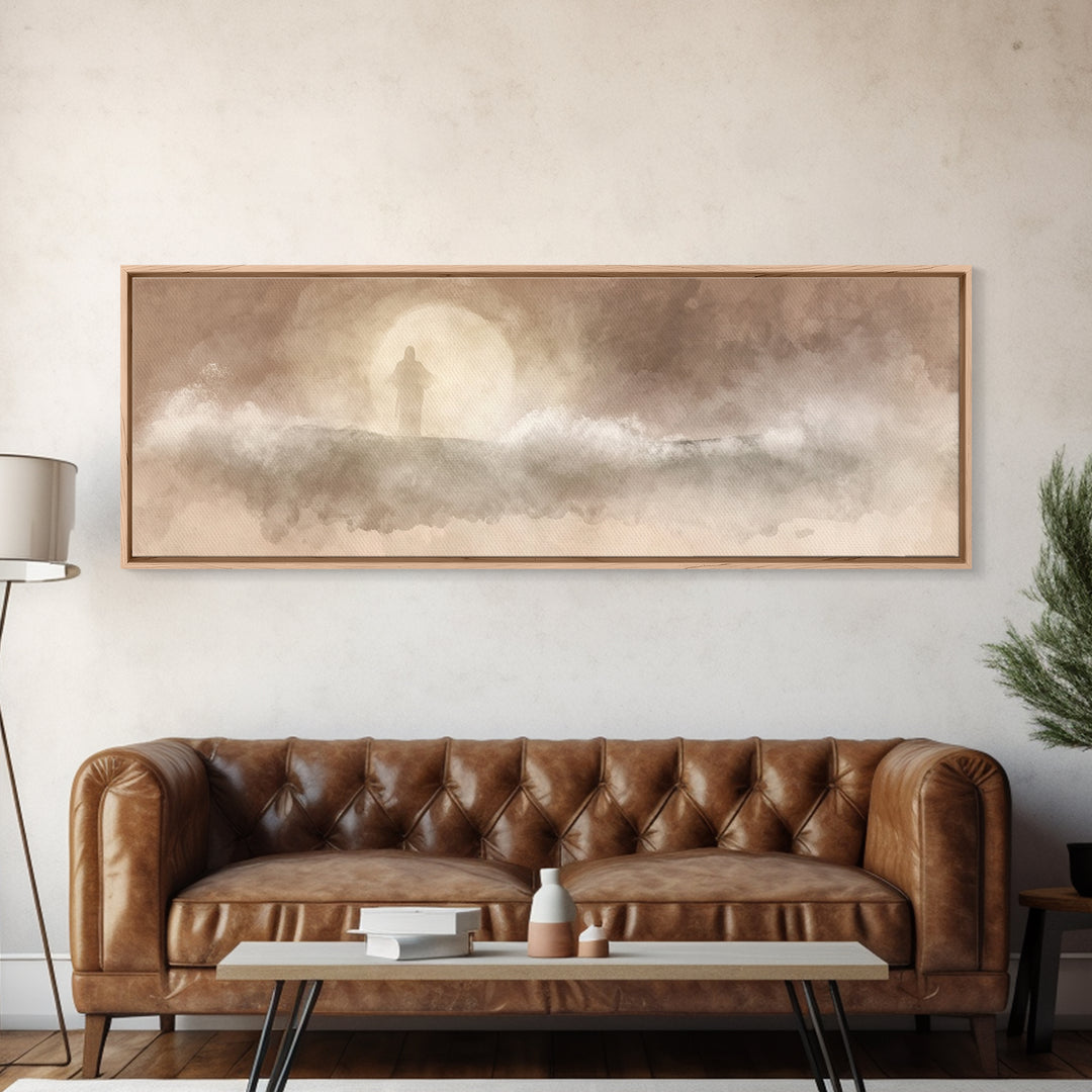 Calm Of The Storm – Framed Canvas Print – Panoramic Art – Christian Wall Art – Jesus Painting – Christian Art Canvas – Christian Gift