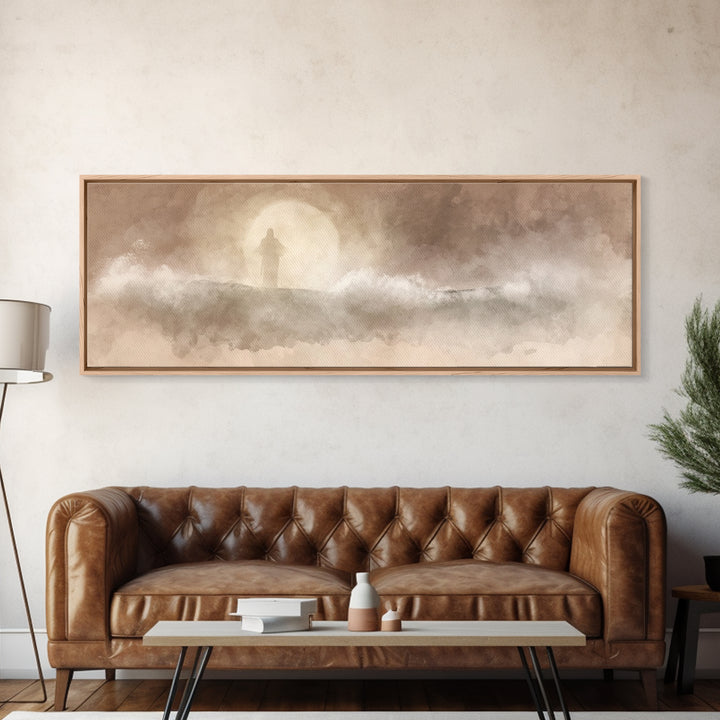 Calm Of The Storm – Framed Canvas Print – Panoramic Art – Christian Wall Art – Jesus Painting – Christian Art Canvas – Christian Gift