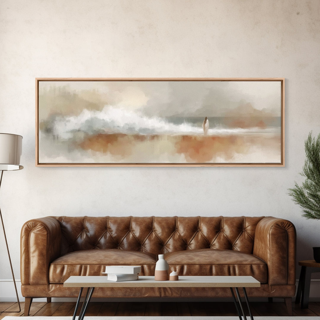 Shoreline Of Hope, Framed Canvas Print, Christian Art Canvas, Panoramic Wall Art, Jesus Painting, Modern Christian Art, Christian Gift Idea