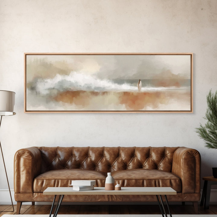 Shoreline Of Hope, Framed Canvas Print, Christian Art Canvas, Panoramic Wall Art, Jesus Painting, Modern Christian Art, Christian Gift Idea