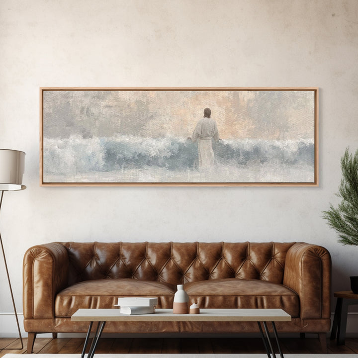 Waves Of Salvation – Framed Canvas Print – Christian Art – Jesus Canvas Art – Panoramic Wall Art – Christian Painting – Christian Gift Idea