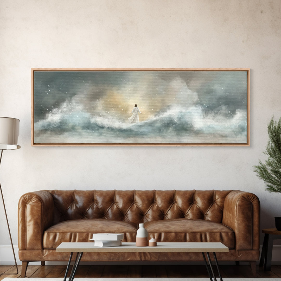 Eternal Wave Dawn – Framed Canvas Print – Christian Art Canvas – Panoramic Painting – Jesus Wall Art – Christian Art – Christian Gift