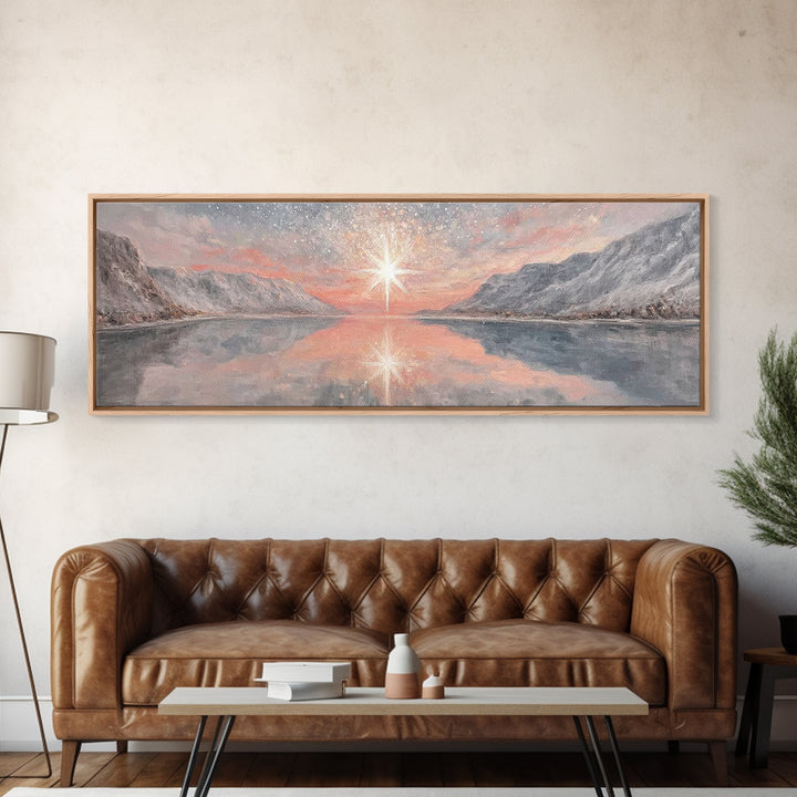Star Of Bethlehem, Framed Canvas Print, Panoramic Art, Christian Art Canvas, Christian Christmas Art, Christian Wall Art, Modern Christian