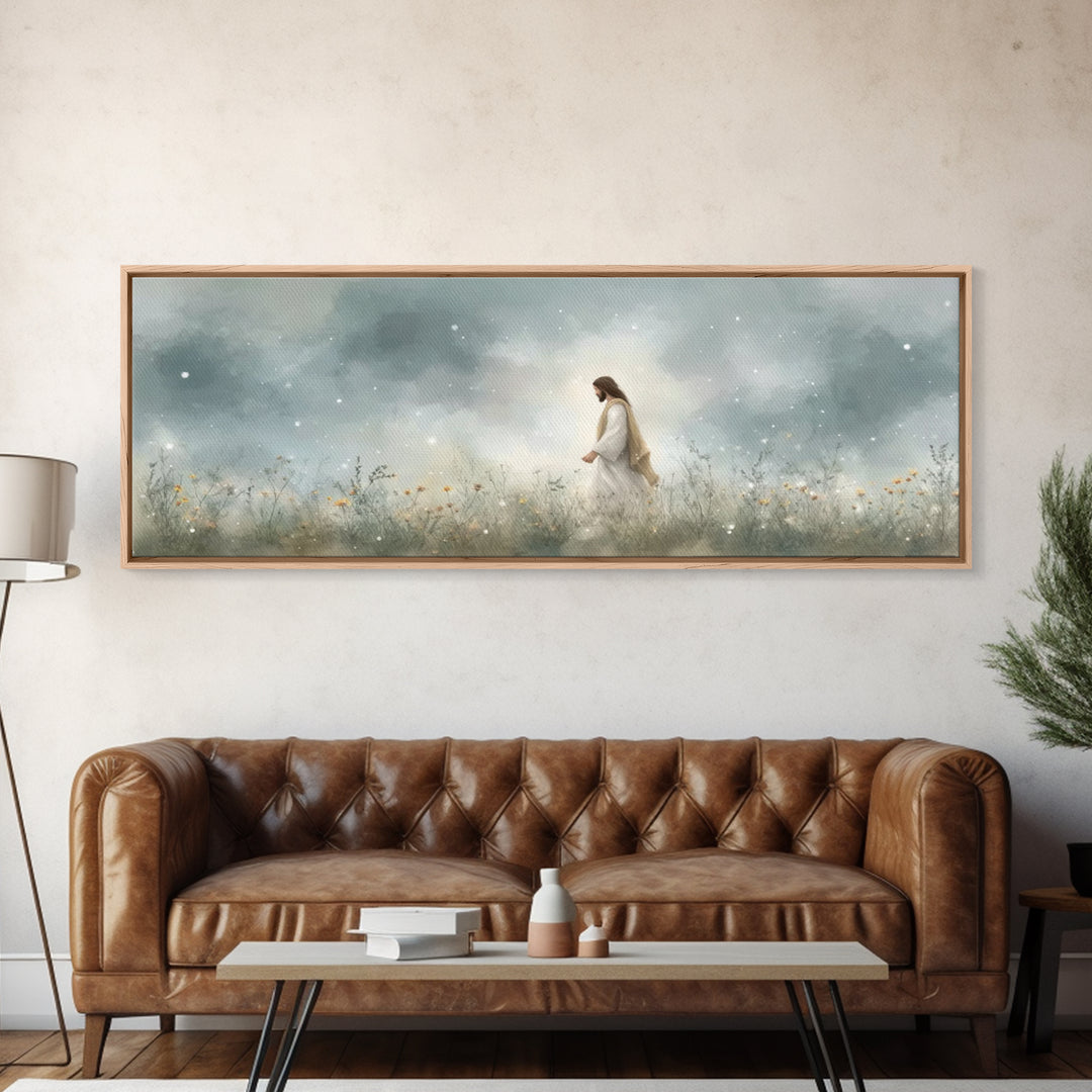 Gentle Wonder | Framed Canvas Print | Christian Art | Jesus Painting | Panoramic Painting | Christian Art Canvas | Christian Wall Art | Chr