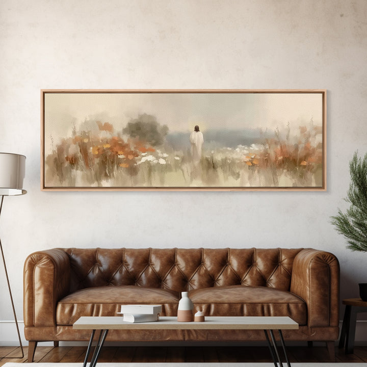 Valley Of Peace – Framed Canvas Print – Panoramic Wall Art – Christian Art Canvas – Christian Painting – Jesus Painting – Christian Gift –
