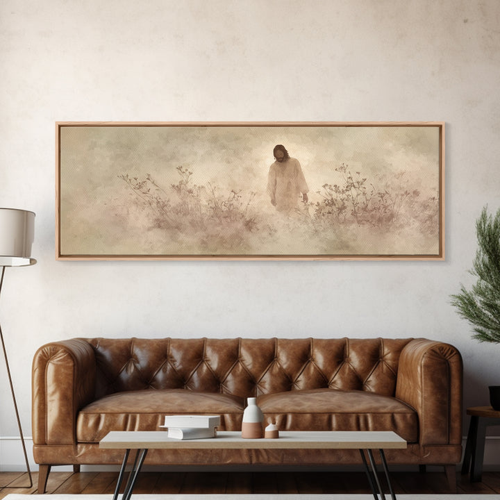 Stillness Of Faith - Framed Canvas Print - Panoramic Art - Christian Art Canvas - Christian Wall Art - Jesus Painting - Modern Christian Ar