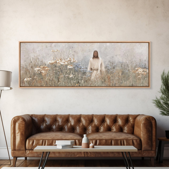 Garden Of Hope, Framed Canvas Print, Panoramic Print, Christian Art Canvas, Christian Wall Art, Jesus Painting, Vintage Christian Art, Chri