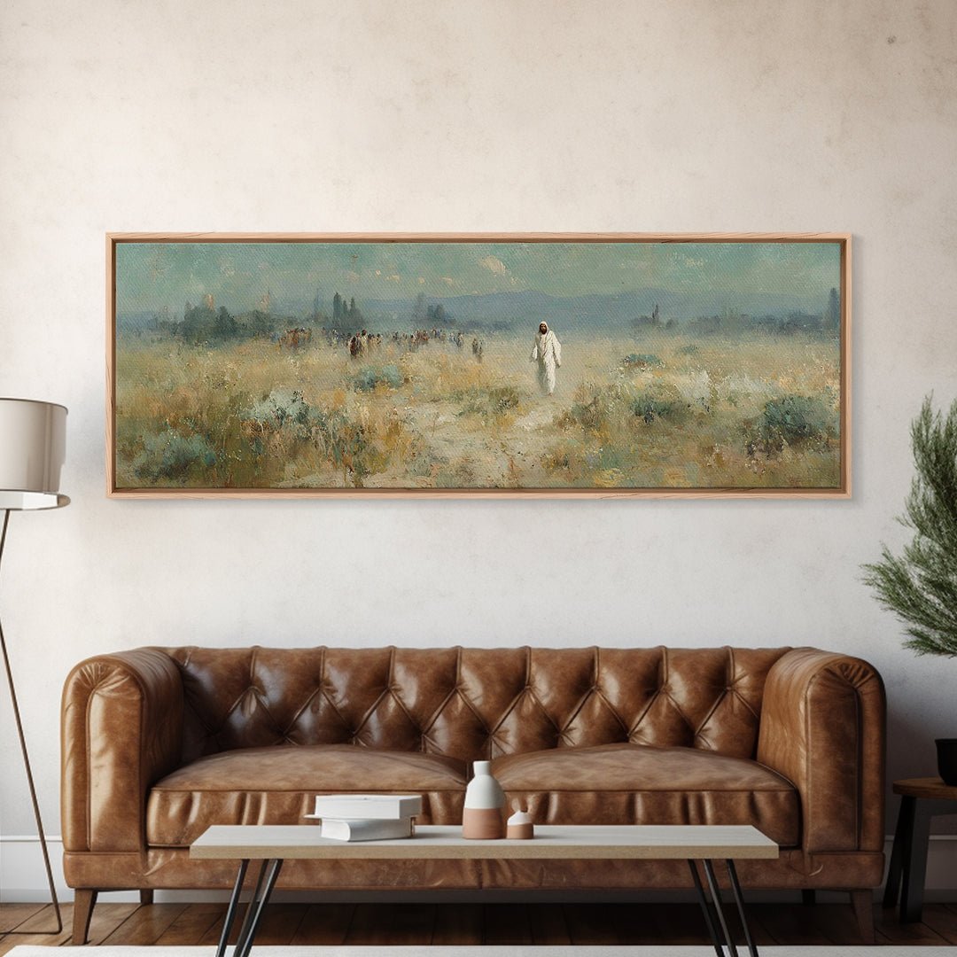 Horizon Of Mercy, Framed Canvas Print, Panoramic Wall Art, Christian Art Canvas, Christian Art, Jesus Painting, Subtle Christian Art, Chris